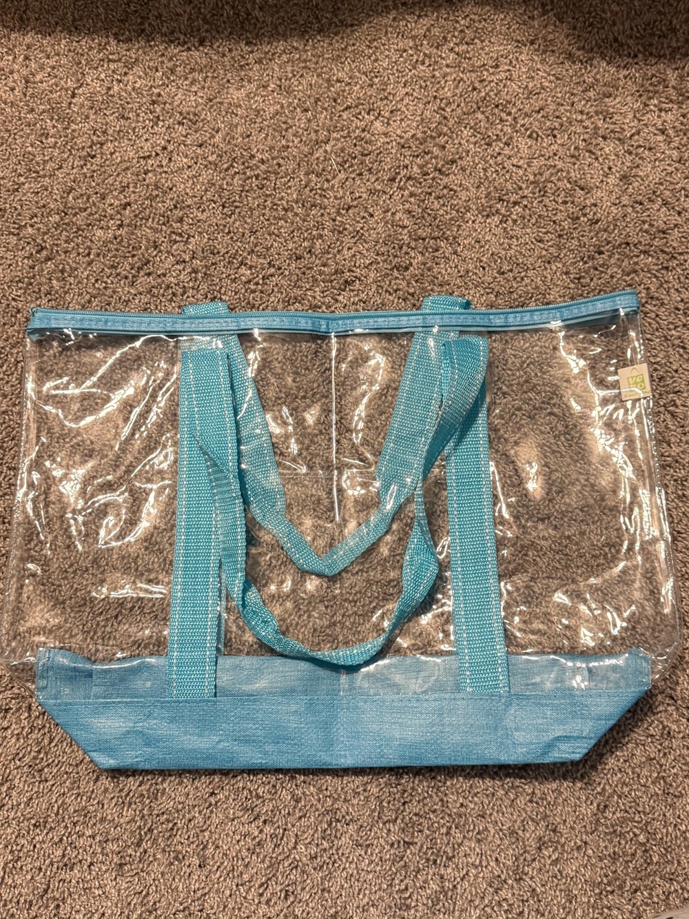 Clear Beach Tote with Aqua Trim - Women Bags